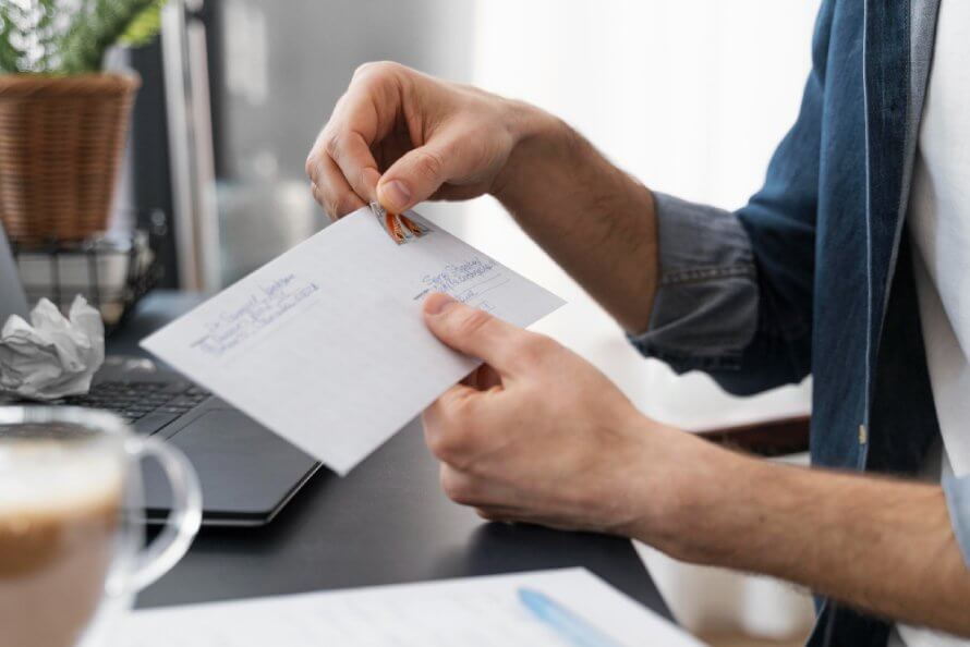 Mężczyzna adresujący list